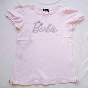 140 Barbie　バービー　半袖　Tシャツ　カットソー　ピンク　難あり　リメイクに