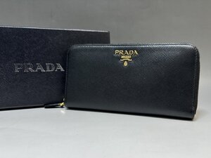 美品 PRADA プラダ サフィアーノ ラウンドファスナー長財布 ブラック 1ML506 レザー メンズ レディース 福井県質屋の質セブン