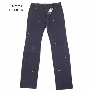 【新品 未使用】 TOMMY HILFIGER トミーヒルフィガー 【DENTON CHINO】刺繍 ストレッチ チノ パンツ Sz.30/32　メンズ 紺　I4B01209_6#R