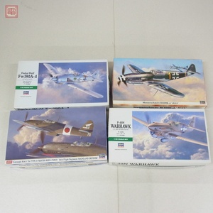 未組立 ハセガワ 1/48 フォッケウルフ Fw190A-4/メッサーシュミット Bf109K-4 JG53/P-40N ウォーホーク他 計4機セット HASEGAWA【20