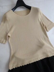 レリアン 美品 上質シルク１００％エレガンス半袖ニットトップス 高級 万能アイテム Leilian