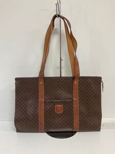 営ST247-100◆ CELINE／セリーヌ M94＊ マカダム柄 レザー トートバッグ