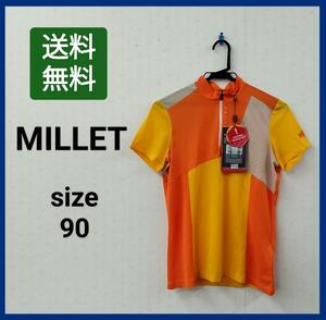 【送料無料】MILLET ミレー スポーツウェア 登山用ウェア ハーフジップ 半袖 薄手 透感 橙色 オレンジ イエロー ユニセックス 男女兼用①