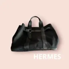 HERMES（エルメス） キャンパス×レザー ハンドバッグ ブラック