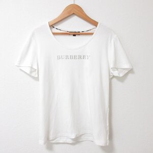 美品 BURBERRY LONDON バーバリーロンドン ラインストーンロゴ ショートスリーブ Tシャツ カットソー 2 ホワイト ◆