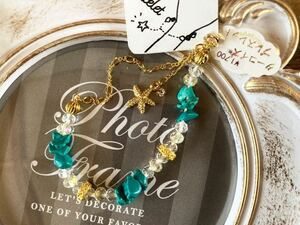 未使用品 Zoule レディース ターコイズ ヒトデ ブレスレット 海 ビーチ アクセサリー 新品 turquoise stone bracelet starfish accessory F