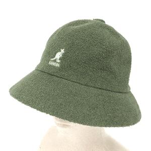 未使用品◆KANGOL カンゴール バケットハット 帽子 L◆ カーキ パイル地 ロゴ刺繍 ユニセックス 帽子 ハット hat 服飾小物