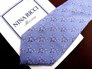 ♪22986C♪良品【花 植物 葉っぱ 柄】ニナリッチ【NINA RICCI】ネクタイ