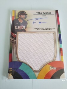 【トレイ　ターナー(アメリカ代表)】Topps WBC Relic Auto Game Used 2023 直筆サインカード 99枚限定