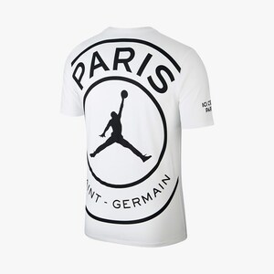 ★新品 S NIKE AIR JORDAN×PSG WHITE ロゴ Tシャツ ナイキ パリサンジェルマン ジョーダン PARIS SAINT GERMAIN LOGO T-SHIRT BCFC