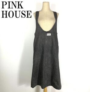 LA847 ピンクハウス デニムプルオーバーロングワンピース ダークグレーPINK HOUSE ノースリーブ ポケットあり