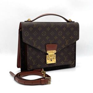 1円 LOUIS VUITTON ルイヴィトン モノグラム モンソー 2way ハンドバッグ ショルダー ゴールド金具 M51185