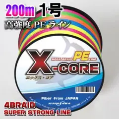 高強度PEラインX-CORE １号18lb 200m巻き！5色マルチカラー