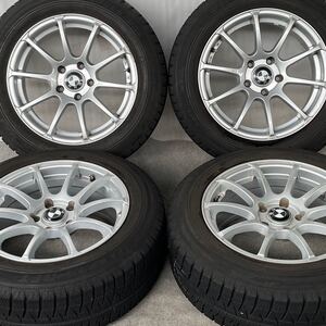 BMW等に。MAXLOADホイール17インチ×8J＋34 PCD120/5穴 BRIDGESTONE/BLIZZAK RFT 225/60RF17スタッドレスタイヤ付き4本セット。バリ溝。