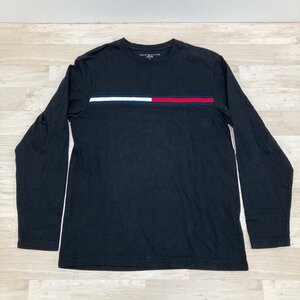 TOMMY HILFIGER トミーヒルフィガー 長袖 Tシャツ 長袖カ ットソー ロンT サイズM メンズ トップス 黒 ブラック[D1506]