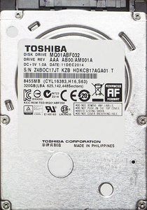 TOSHIBA MQ01ABF032 2.5インチ 7mm SATA600 320GB 41回 15467時間