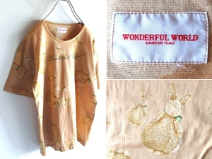 美品 ネコポス可 WONDERFUL WORLD ワンダフルワールド だるまうさぎ柄 ロゴプリント Tシャツ 半袖カットソー F カネコイサオ ピンクハウス