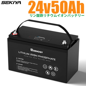 リン酸鉄リチウムイオンバッテリー 24V 50AH 1280Wh 最先端BMS 保護機能 安全 軽量 コンパクト 3500回寿命 IP65防水 lifepo4 SEKIYA