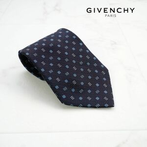 美品 GIVENCHY ジバンシィ ネクタイ イタリア製 総柄 シルク 紺 ネイビー@FG21