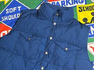 ☆希少な茶タグ付きの1着☆Made in USA製アメリカ製THE NORTH FACEノースフェイスビンテージダウンベスト70s70年代80s80年代紺色ネイビーM