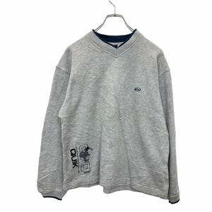 QUIKSILVER 刺繍 スウェット トレーナー Sサイズ クイックシルバー Vネック グレー 古着卸 アメリカ仕入 t2405-3456