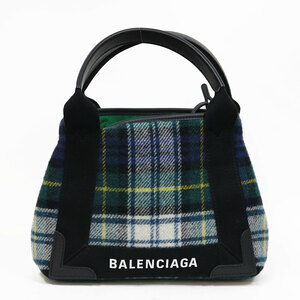 BALENCIAGA バレンシアガ ハンドバッグ ネイビーカバ チェック柄 スモール グリーン 中古 限界値下げ祭