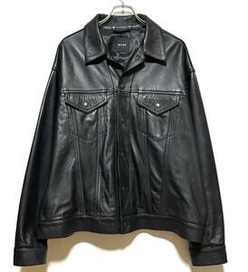 【美品】BEAMS レザー トラッカー ジャケット（M）黒 ビームス 3rdタイプ オーバーサイズ ボックスシルエット シープレザー 羊革