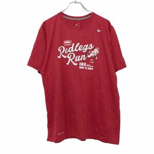 NIKE 半袖 プリントTシャツ L レッド ホワイト ブラック ナイキ 野球 バックプリント 古着卸 アメリカ仕入 a507-6766