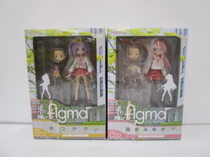 T0116-2Y/ figma らき☆すた フィギュア 2体まとめ 柊つかさ 冬服ver./ 高良みゆき 冬服ver.