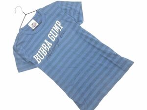 ネコポスOK BUBBA GUMP ババ ガンプ ロゴ ボーダー Tシャツ size140cmくらい/青 ■◆ ☆ egc3 子供服