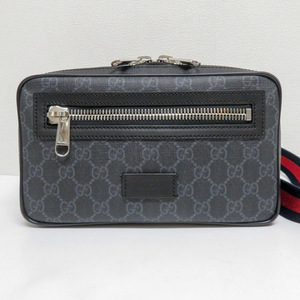 グッチ GUCCI GGスプリーム ベルトバッグ ウエストバッグ クロスボディバッグ 474293 黒系 ウェブ 中古良品 [質イコー]