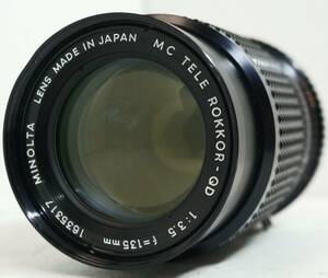 ~実写確認済~ ☆実用品・人気の中望遠単焦点レンズ☆　ミノルタMDマウント用 MINOLTA MC TELE ROKKOR-QD f=135mm F3.5 (I0683)