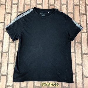 GUESS ゲス メンズ ロゴラインスリーブ 半袖Tシャツ M 黒