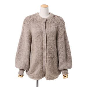 TI4458＝アメリ/AMERI*2WAY MOHAIR SHAGGY KNIT*ウールモヘヤ混*ニットカーディガン*ジャケット*コート*サイズF*ベージュ系