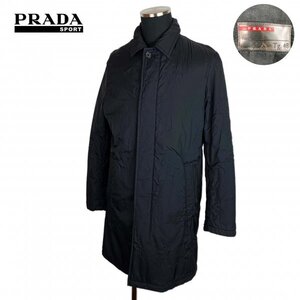 ★激レア★ PRADA SPORT プラダスポーツ 中綿 ロングコート ナイロン ダウンジャケット Art.sgv811 ブラック 黒 メンズ 48 M ブルガリア製