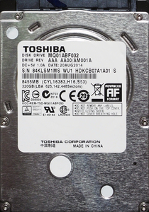 TOSHIBA MQ01ABF032 2.5インチ 7mm SATA600 320GB 39回 18787時間