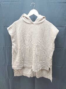 ◇ avecmoi フード メランジ生地 ニット アシンメトリー バックボタン - ニットソー サイズM ブラウン系 レディース E