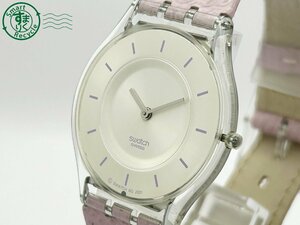 2406601098　◇ swatch スウォッチ AG2001 シルバー パープル スケルトン 2針 ラウンドフェイス クォーツ QUARTZ QZ 腕時計 中古