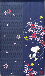 新品　 暖簾　のれん 85X150cm スヌーピー「桜咲く」【日本製】PEANUTS コスモ