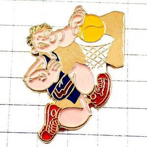 ピンバッジ・ポパイ水兵さん漫画バスケットボール選手 POPEYE BASKETBALL◆フランス限定ピンズ◆レアなヴィンテージものピンバッチ