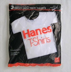 ヘインズ/Hanes/白 Tシャツ/3枚入りパックTシャツ/3P pack T-shirt/1992年/90年代/綿100％/クルーネック/未開封/長期保管によるシミあり