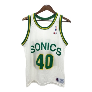 90年代 USA製 Champion チャンピオン NBA シアトル・スーパーソニックス ゲームシャツ プロチーム (メンズ 40) 中古 古着 Q7639