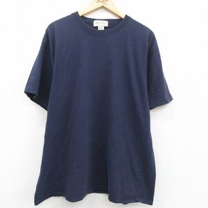 XL/古着 エディーバウアー 半袖 ビンテージ Tシャツ メンズ 00s 無地 大きいサイズ コットン クルーネック 紺 ネイビー 23ju