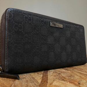 1円【美品】 GUCCI グッチ マーモント GG ウォレット メンズ レディース 財布 インターロッキング ロングウォレット　GGスプリーム シマ