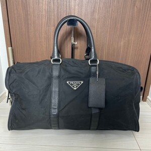 プラダ PRADA ボストンバッグ ハンドバッグ テスートナイロン ブラック 黒 三角ロゴ サフィアーノレザー