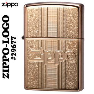 ZIPPO(ジッポーライター) Logo Pattern　ハイポリッシュ・ブラス　#29677 【ネコポス対応】