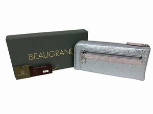 BEAUGRAND/ボーグラン L字ファスナー長財布 JRA認定 日本製 レディース ピンク/シルバー