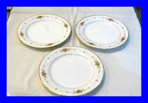 ○美品 ノリタケ Noritake 花柄 金彩 中皿 プレート 3枚 D1604