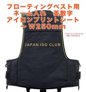 ☆フローティングベスト　ネーム入れ　英数字専用アイロンプリントシート　最大 W250mm