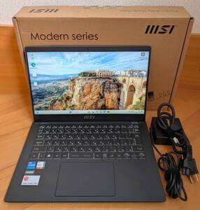 【美品】MSI Modern 14 C11M 6027JP Intel Core i7 1195G7/メモリ 16GB/SSD 512GB/14型 非光沢/Win11/office2021 22年10月製